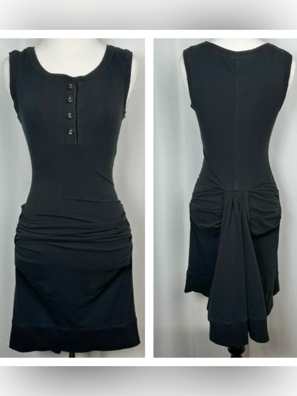Betsey Johnson Vintage Bustle Back Dress Black Size P Victorian Steampunk Gothic